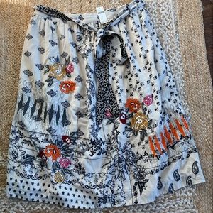 Anthropologie Embroidered Midi Skirt